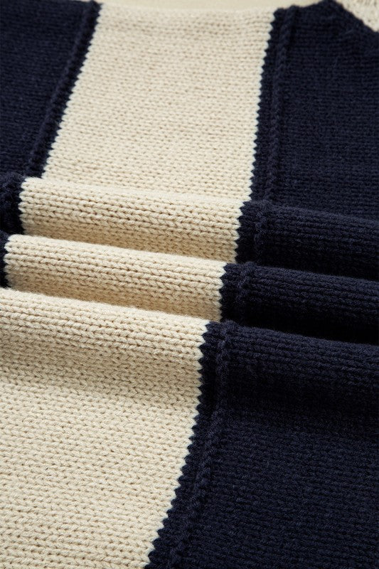 Plus Size Stripe Colorblock Drop Shoulder Sweater