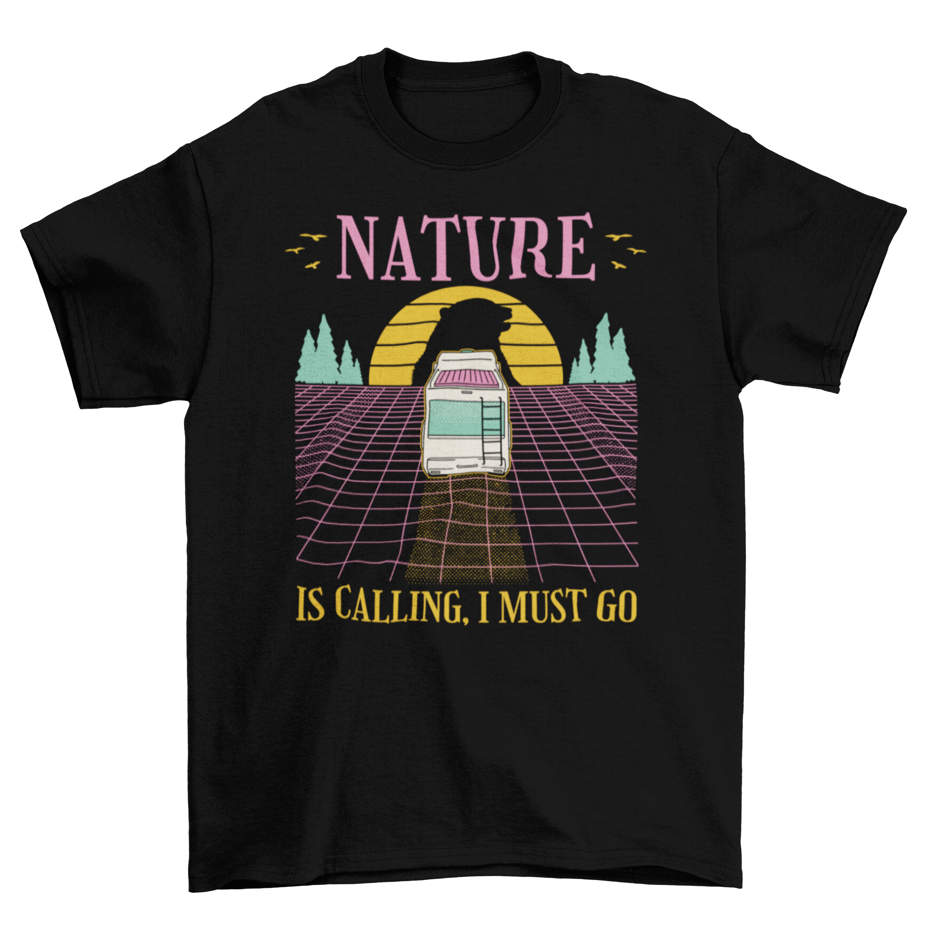 Camping van vaporwave t-shirt
