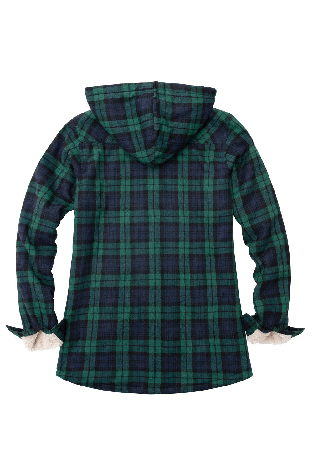 Women's Matching Family Sherpa Lined Green Flannel Jacket with Hood